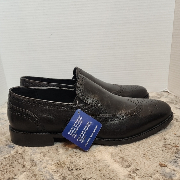NWT Nunn Bush Norris Wingtip Double Gore Slip-On Black Leather Loafer. Size 11.5 - Picture 1 of 15